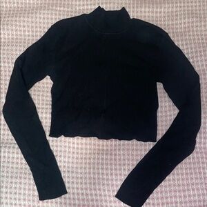 Garage Black Ribbed Turtleneck Crop Top